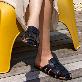 detail image3 SHUBUG Women's Wave Mule Weaving Strap Square Flat Flip-flop Slippers 1cm